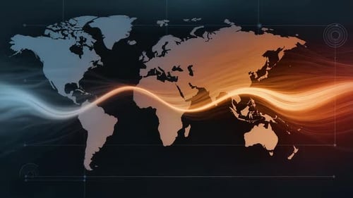 Animated World Map with Glowing Connectivity Lines