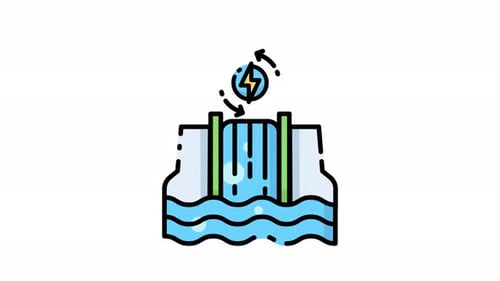 Animated Hydroelectric Dam Icon for Sustainable Energy Production