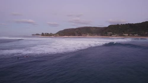 Surfing at Sunset on North Shore, Oahu