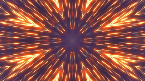 Abstract Geometric Glowing Light Rays Kaleidoscope Loop