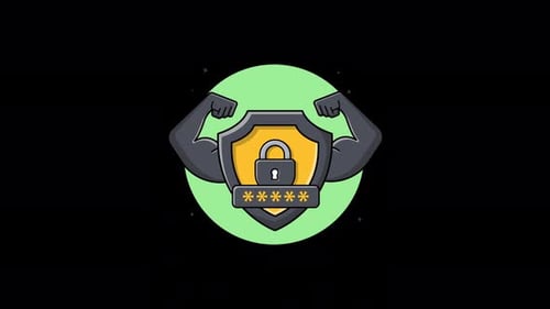Starkes Passwort. Animationsvideo zum Cybersicherheits- und Datenschutzkonzept — Transparent