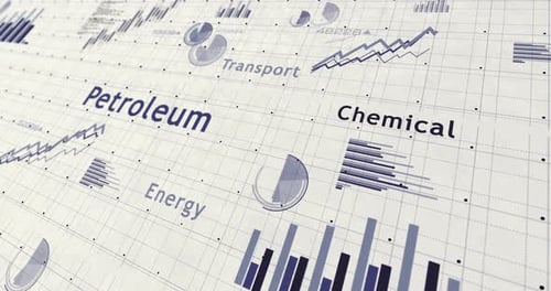 Petroleum oil industry charts and graphs 3d colorful diagram on paper
