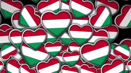 Hungarian Flag Heart Shapes Seamless Looping Background
