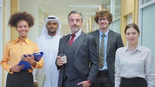 Portrait group of businessman and woman people stand with confidence.