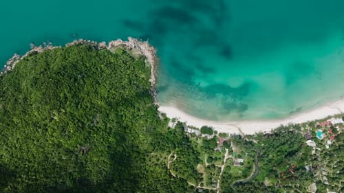 Top View of Tropical Beach and Green Coastline Ko Pha Ngan Thailand