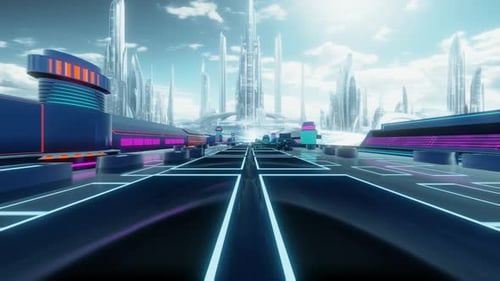 Sci Fi Futuristic Road In A City