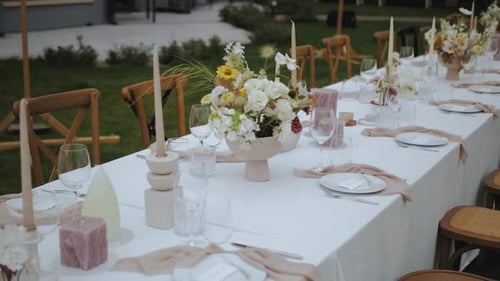 Elegant Table Setting for Outdoor Wedding
