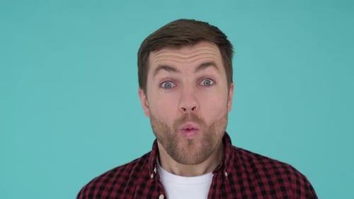 Man Reacts with Surprise Close Up