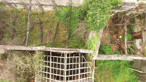 Top View Abandoned House. No roof House ruins