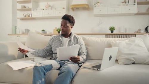 Creative Designer or Lawyer Freelancer Working Remotely in Home Office Portrait Young Black Man