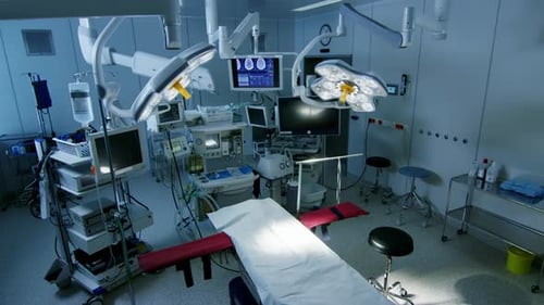 Empty operating room ready for surgery procedure
