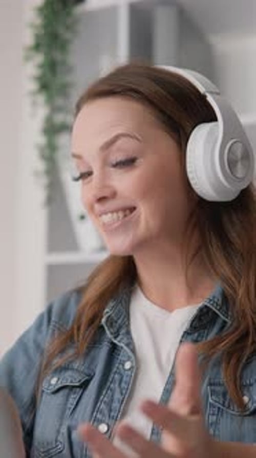 Woman Enjoying a Friendly Video Call at Home