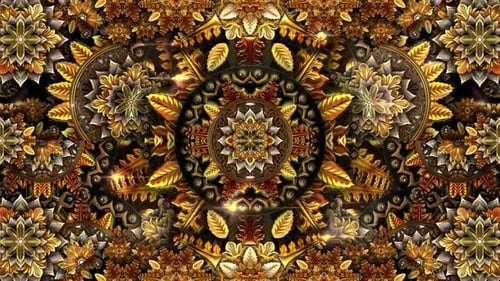 Golden Ornamental Mandala Kaleidoscope Loop