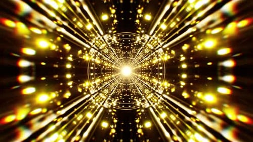 Futuristic Golden Light Tunnel Seamless Loop