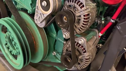 Tension belt, v-belt installed on Modern Bus