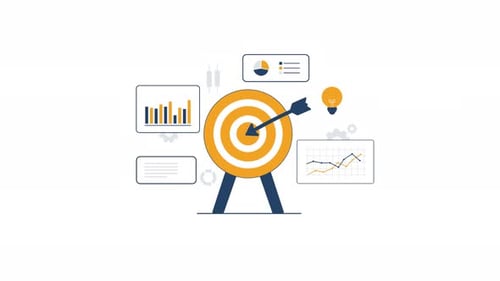 4k Business Target Achievement. Marketing Strategy and Data Analysis Concept Animation Video