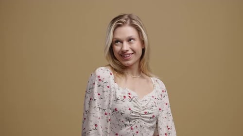 Beautiful Feminine Woman With Blonde Hair Smiling At Camera Natural Beauty Young Girl Kind Confident