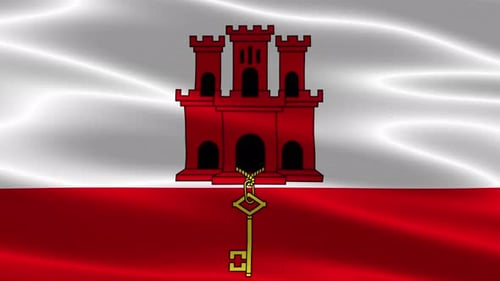 Waving Flag of Gibraltar Realistic Seamless Loop