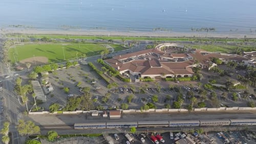 Passenger Train Driving in the City of Santa Barbara California USA