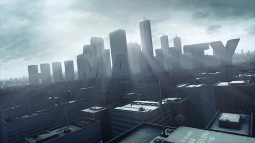3D Skyscraper City Text Humanity