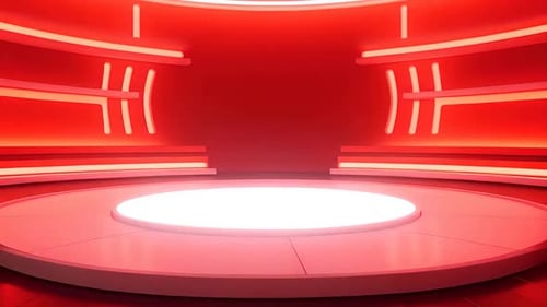 Red Futuristic Virtual Studio Stage Background
