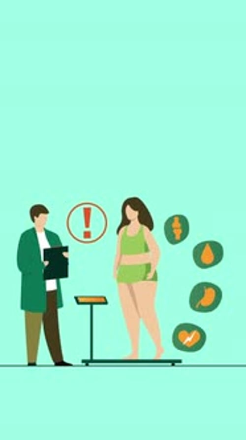 Overweight Patient Visiting Doctor Vertical Animation