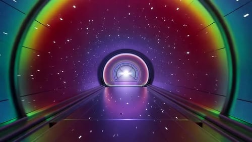 Boucle de voyage dans l'espace futuriste Rainbow Sci-Fi Tunnel