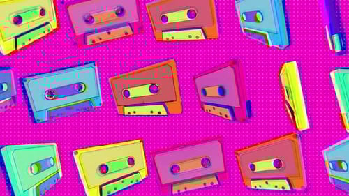 Vibrant Retro Cassettes Pop Art Seamless Loop Background
