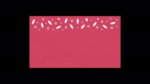 Vow Collection: Title loop element of a red rectangle frame with small leaves design on a black back