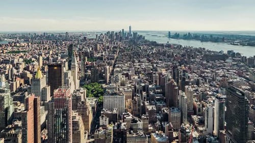 Cinematic And Majestic View Of Manhattan Cityscape, NYC, USA