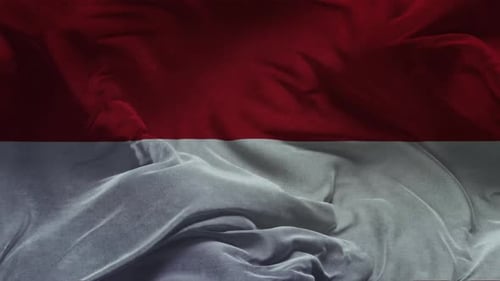 Flagge von Monaco, Stoffanimation in Zeitlupe, 3D-Rendering