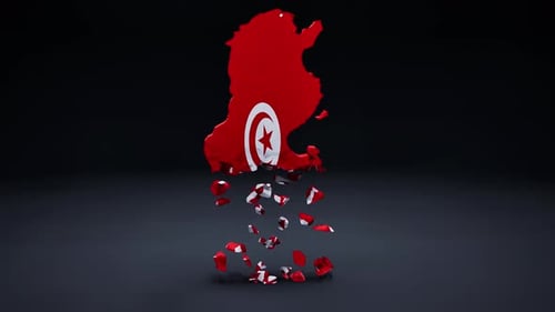 3D Tunisia Map with Flag Reveal Animation