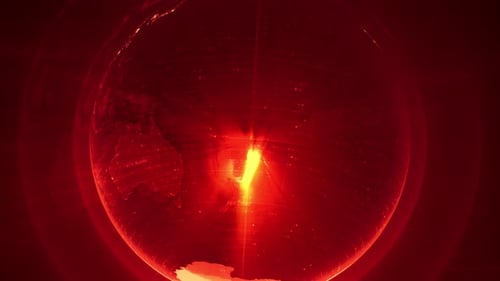 Digital Earth Globe Animation Revealing Australia with Light Beam