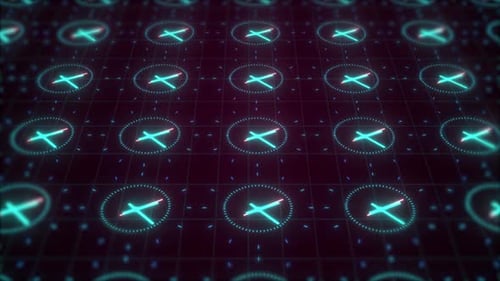 Uhr-Zeitrafferanimation, Hightech-Uhr-Animation, animierte Countdown-Uhr, Futuristische Uhr