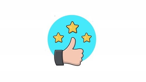 4k Star Rating with Hand. Customer Review Concept Animation Video