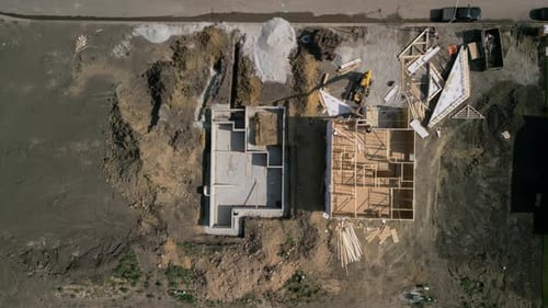Luftbild über der Aufnahme Element des Hausbaus