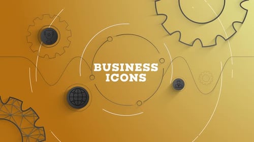 Modern Animated Business Icons with Geometric Corporate Design