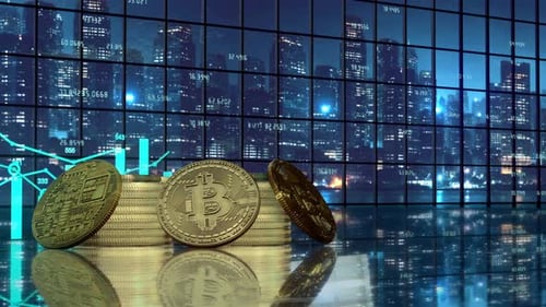 Bitcoin Stack Cryptocurrency Financial Growth Concept Loop