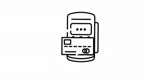 Card Payment Approved POS Line Art Animated Looping Video Alpha Channel Icon