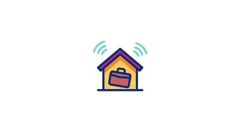 Remote Work House Icon Animation