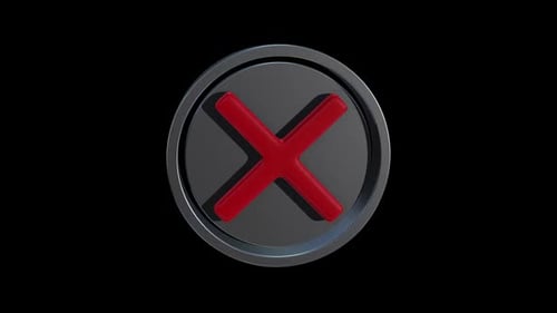 Rotating 3D Red X Error Icon Loop