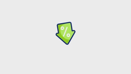 Animated Percentage Down Arrow Icon for Business Data