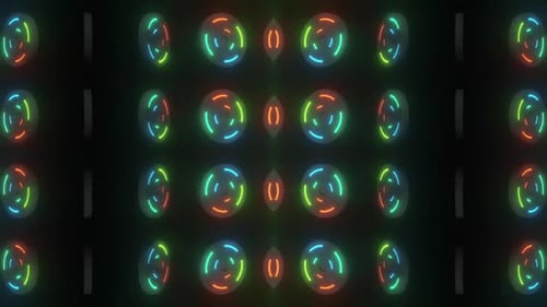 Rhythmic Glowing Neon Circles Pattern Seamless Loop Background