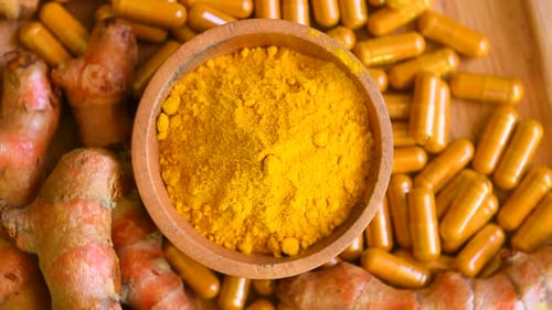 Turmeric in Spoon rotating