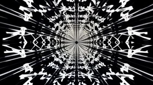 Abstrakte symmetrische Schwarzweiß-Tunnel-Bewegungsgrafik G