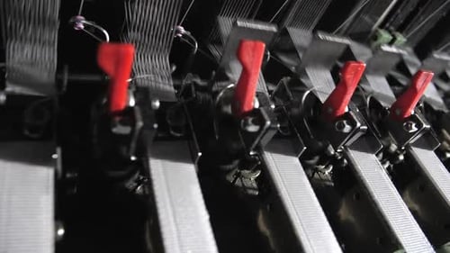 Close Up of Textile Machine in Slow Motion