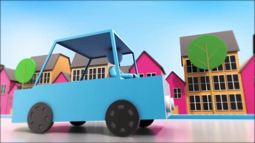 Business Man Walking And Driving In City