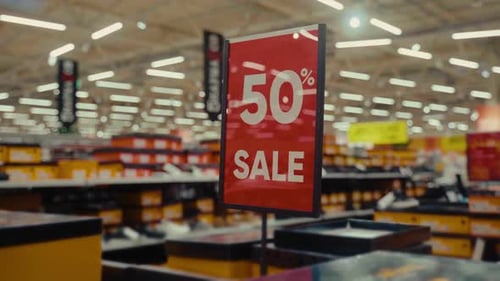 Big Discounts on Top Products in Store During the Seasonal Sale Event in a Bustling Retail