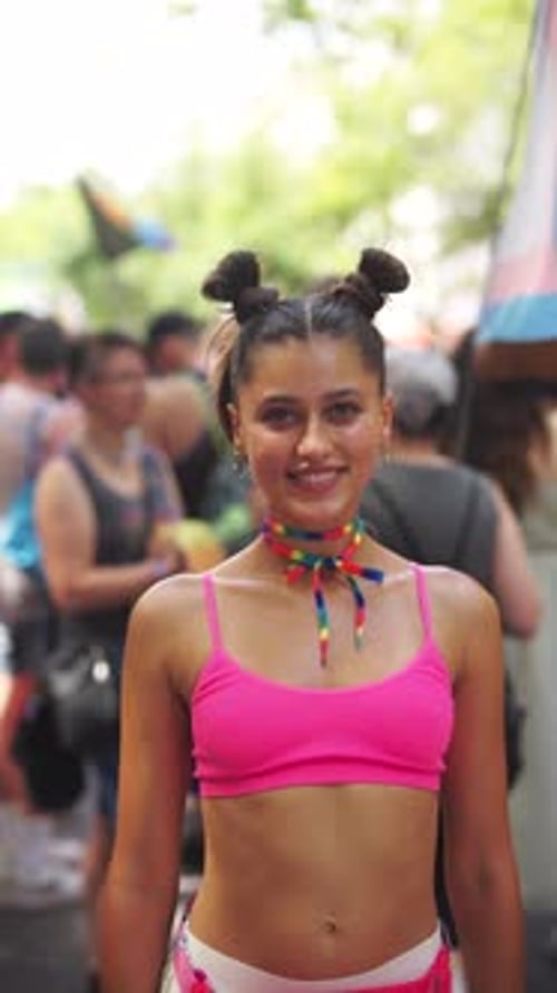 Woman Dancing at a Pride Celebration in the City