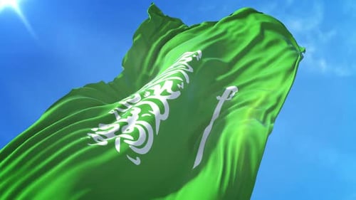 Niedrige Ansicht der Flagge Saudi-Arabiens